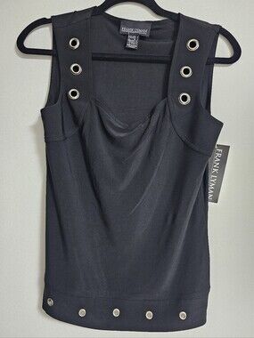 Frank Lyman Design Black Grommet Detail Sleeveless Top